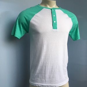 FISSION-Seafoam Green & White Raglan Athletic Tee